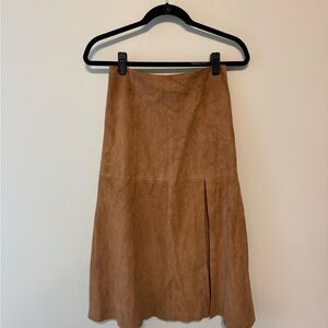 INTERMIX Tan A-Line Suede Skirt